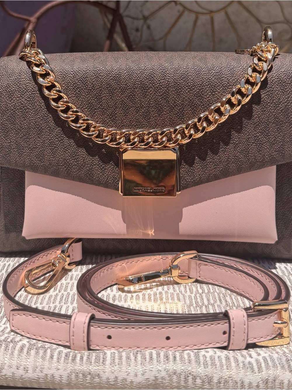 Michael Kors Lita Medium Crossbody Bag Signature Powder Blush